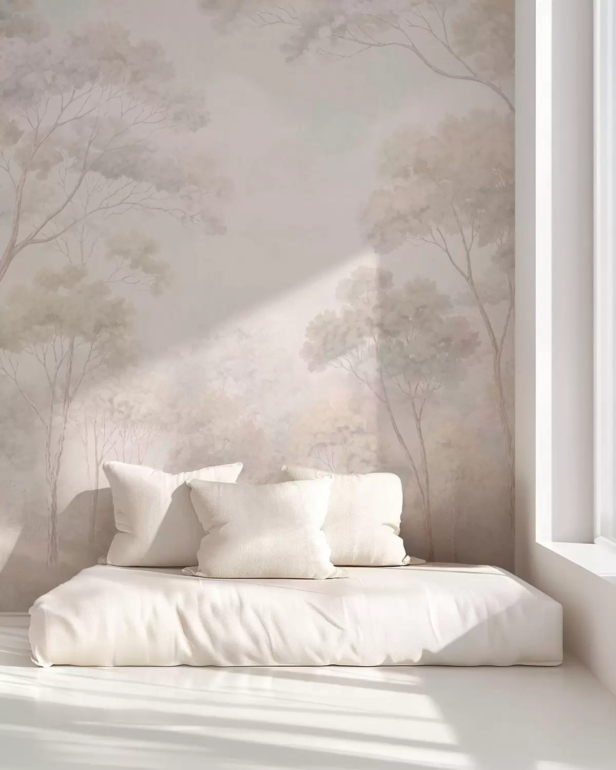 Papier peint Hautes branches et brume crème w05624v1