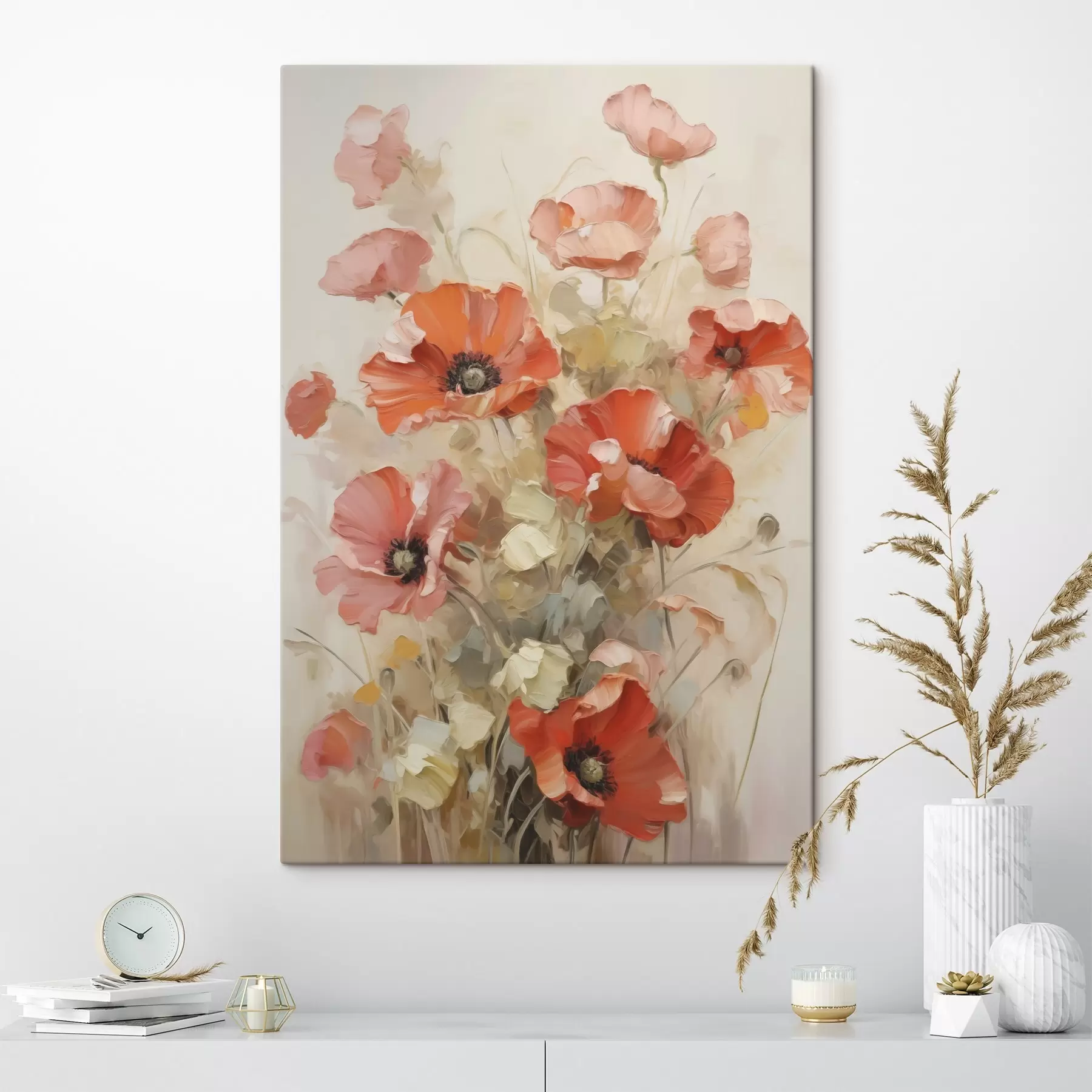 Tableau Délicate imitation de peinture représentant des coquelicots s49065