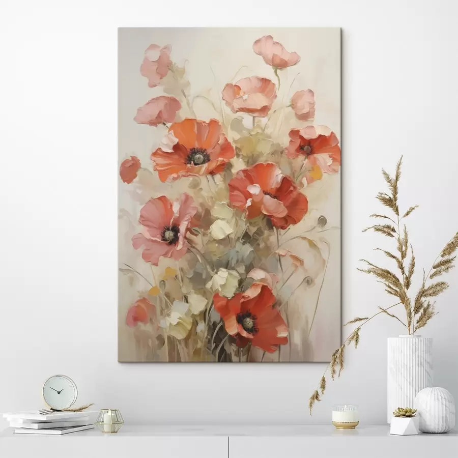 Tableau Délicate imitation de peinture représentant des coquelicots s49065