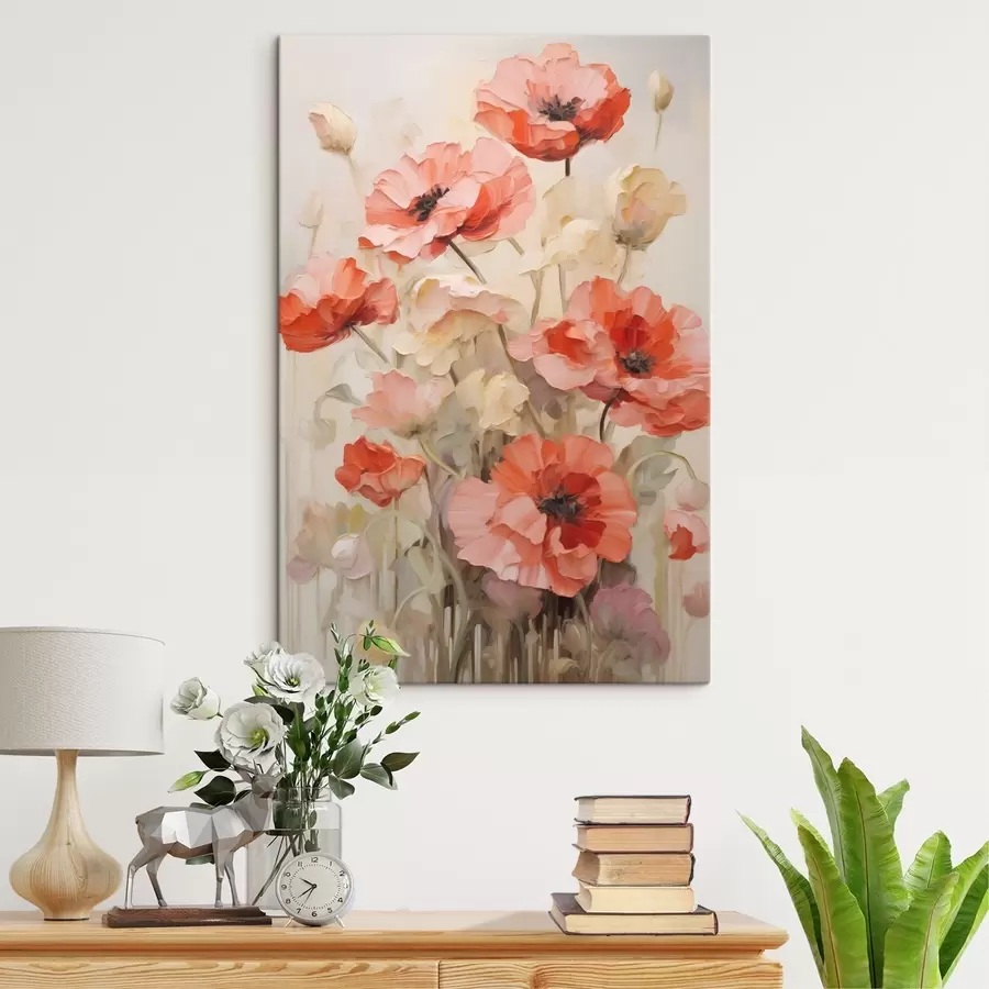 Tableau Peinture imitation coquelicots s49066