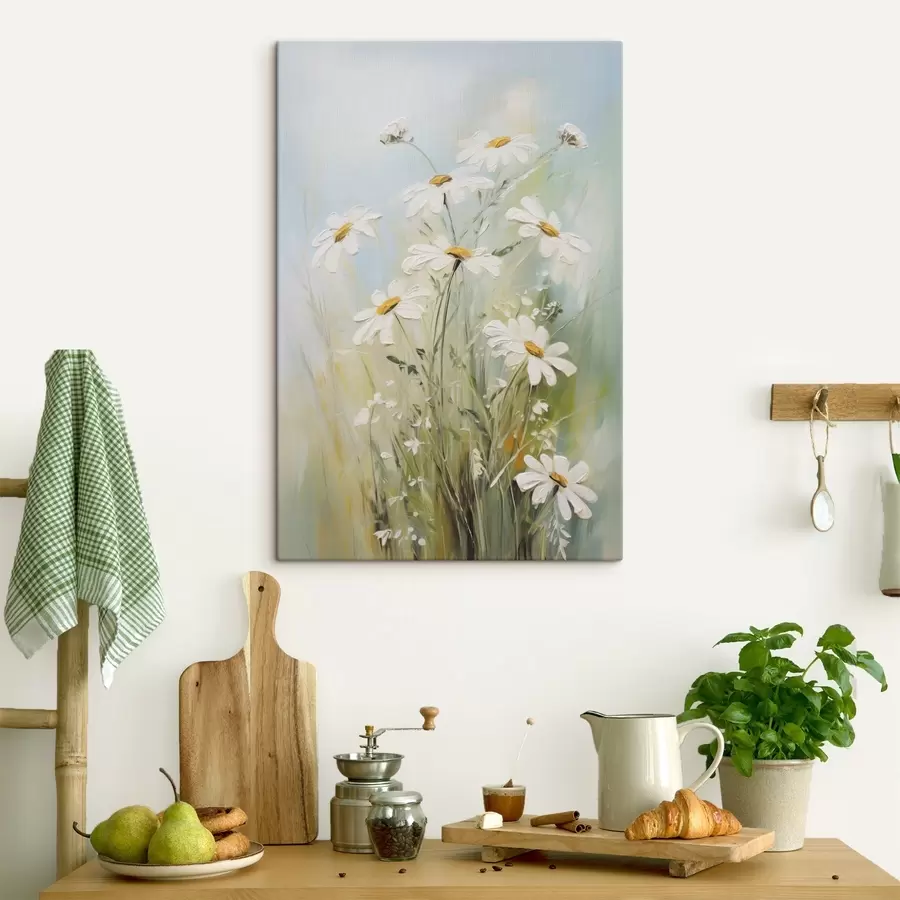 Tableau Délicates marguerites, imitation de peinture s49067