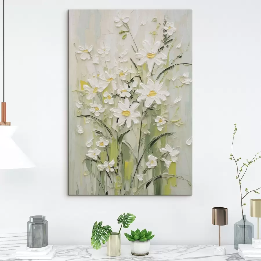 Tableau Peinture imitation marguerites s49068