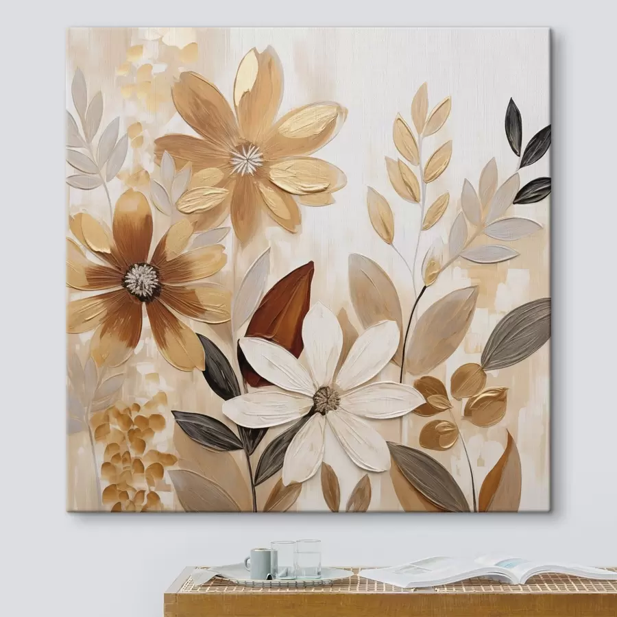 Tableau Fleurs stylisées, imitation de peinture s49071