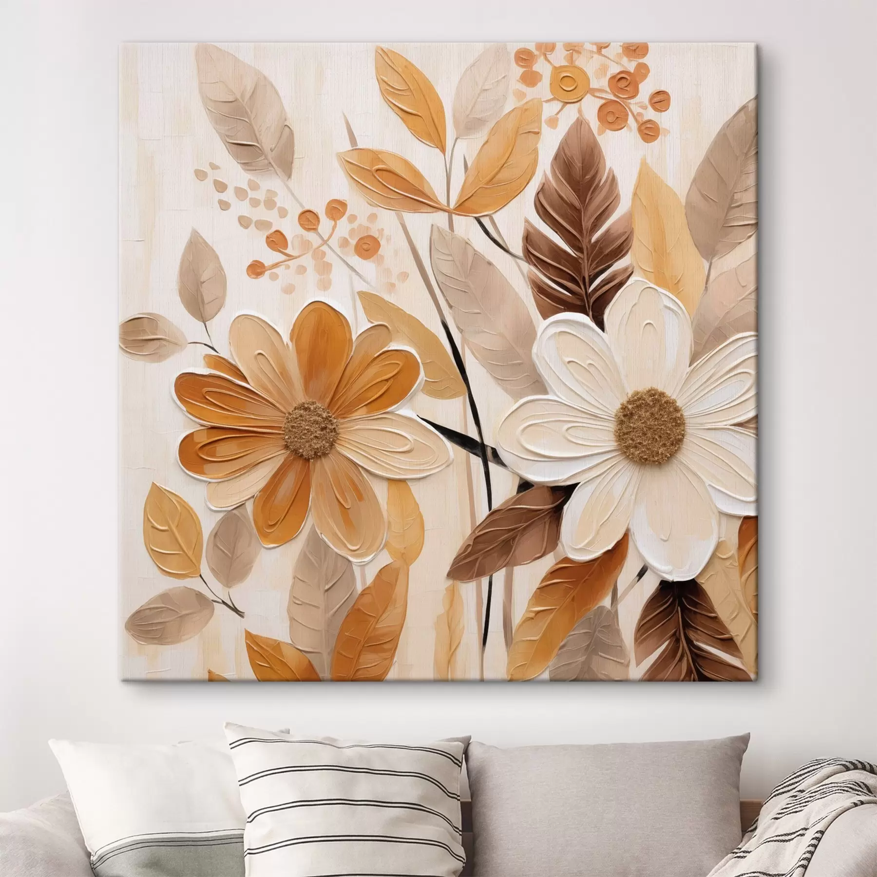 Tableau Fleurs stylisées, imitation de peinture s49072