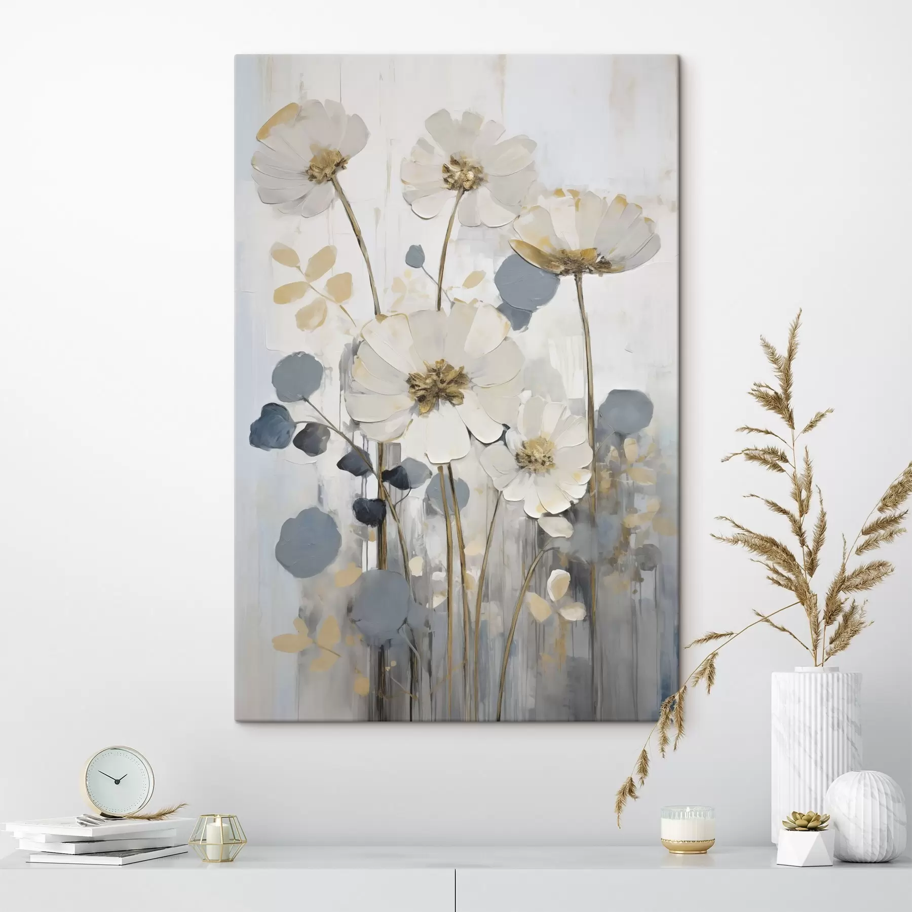 Tableau Fleurs abstraites imitation de peinture s49073