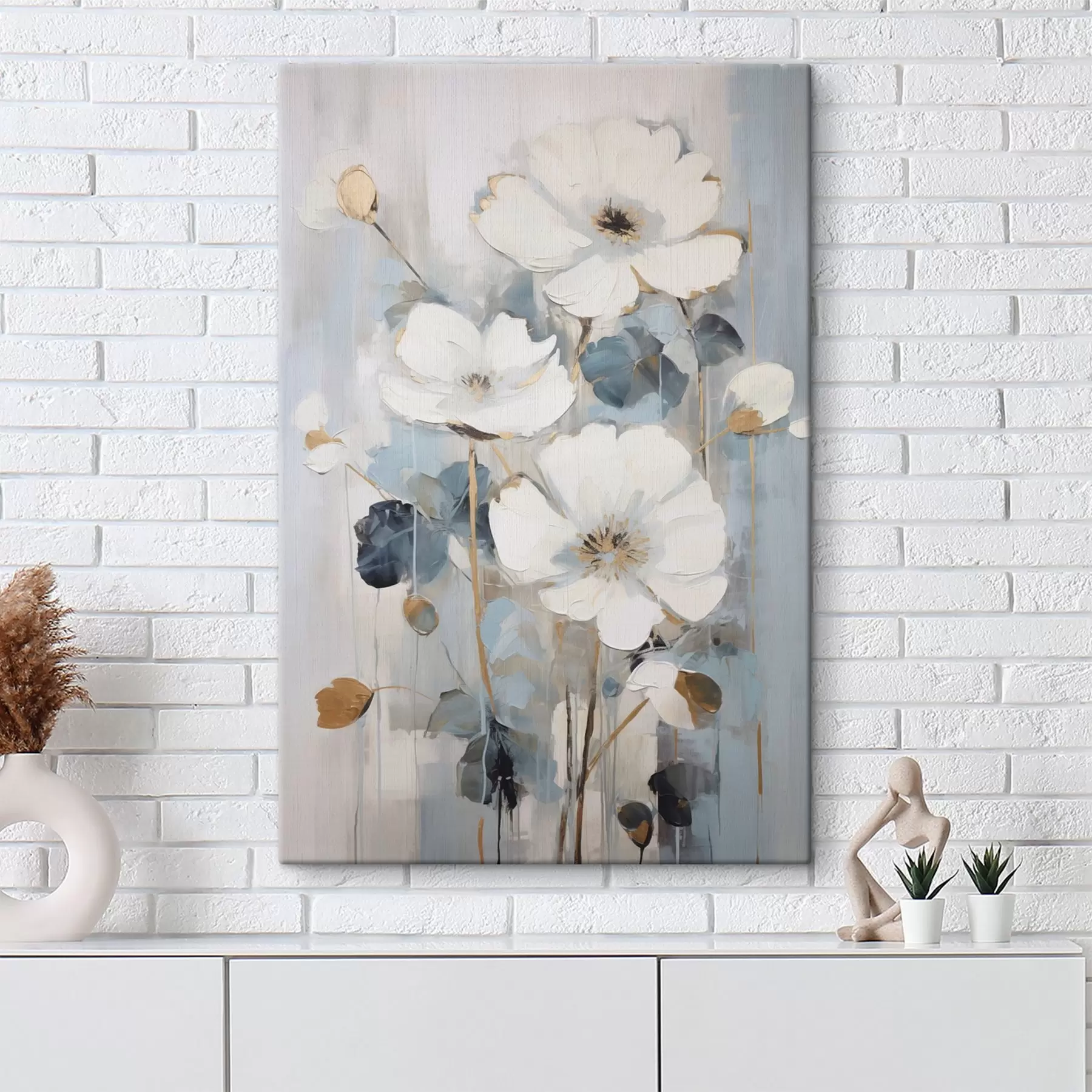 Tableau Fleurs abstraites imitation de peinture s49074