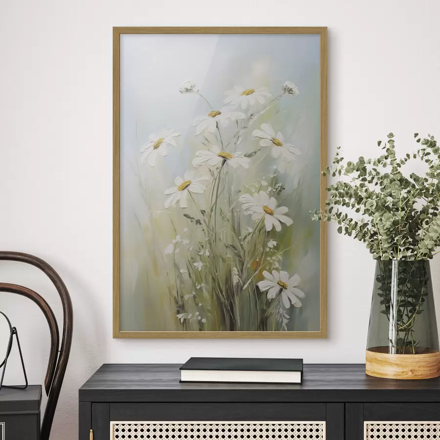 Papier peint Délicates marguerites, imitation de peinture f49067