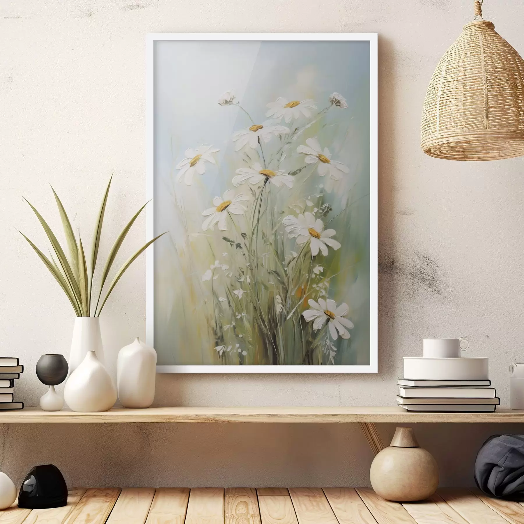 Papier peint Délicates marguerites, imitation de peinture f49067
