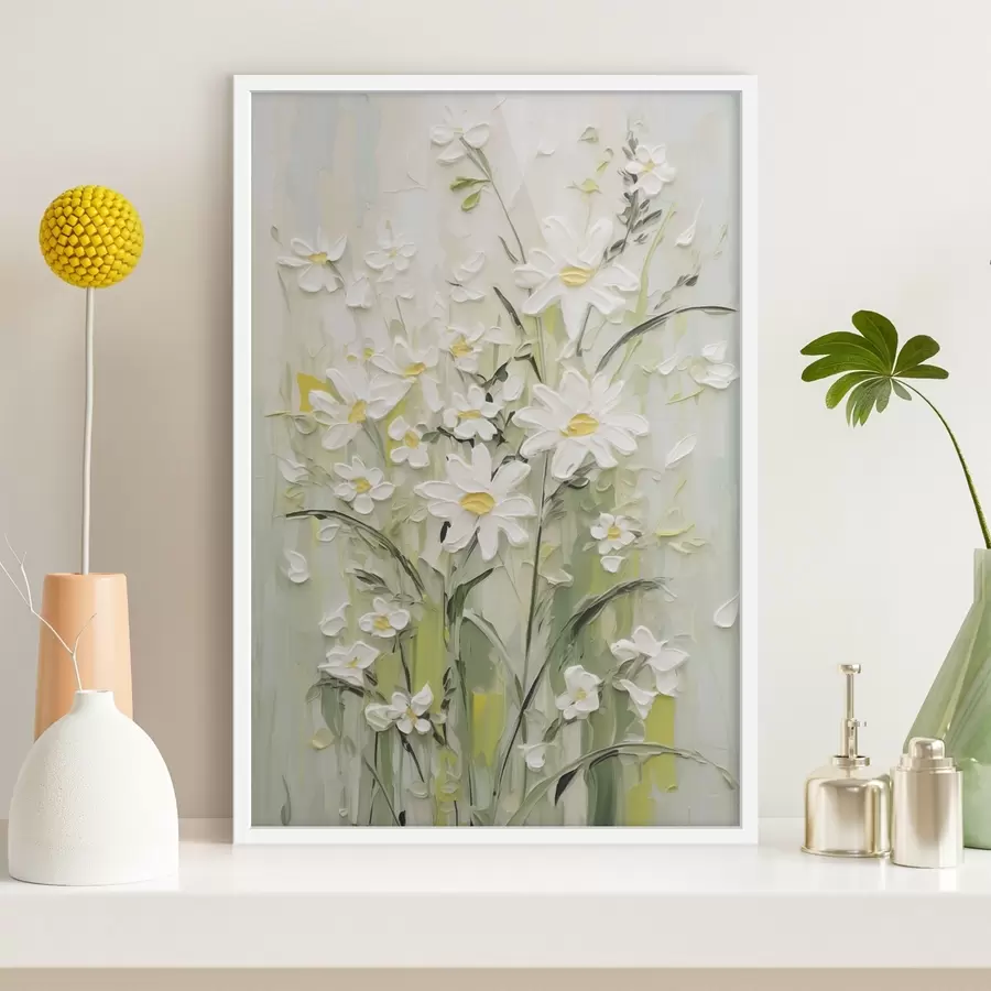 Papier peint Peinture imitation marguerites f49068