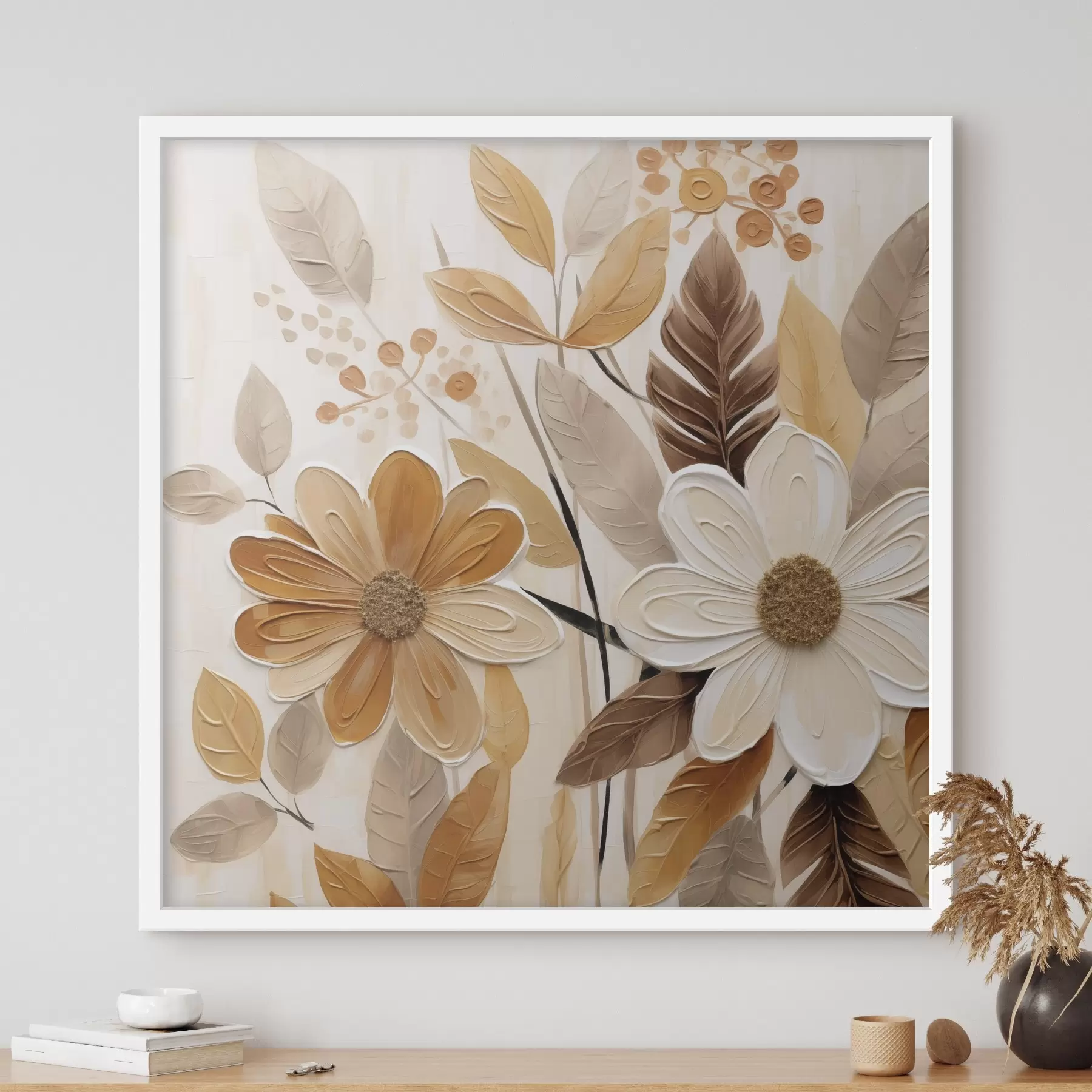 Papier peint Fleurs stylisées, imitation de peinture f49072