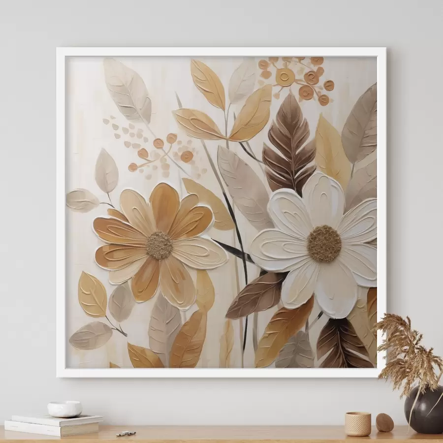 Papier peint Fleurs stylisées, imitation de peinture f49072
