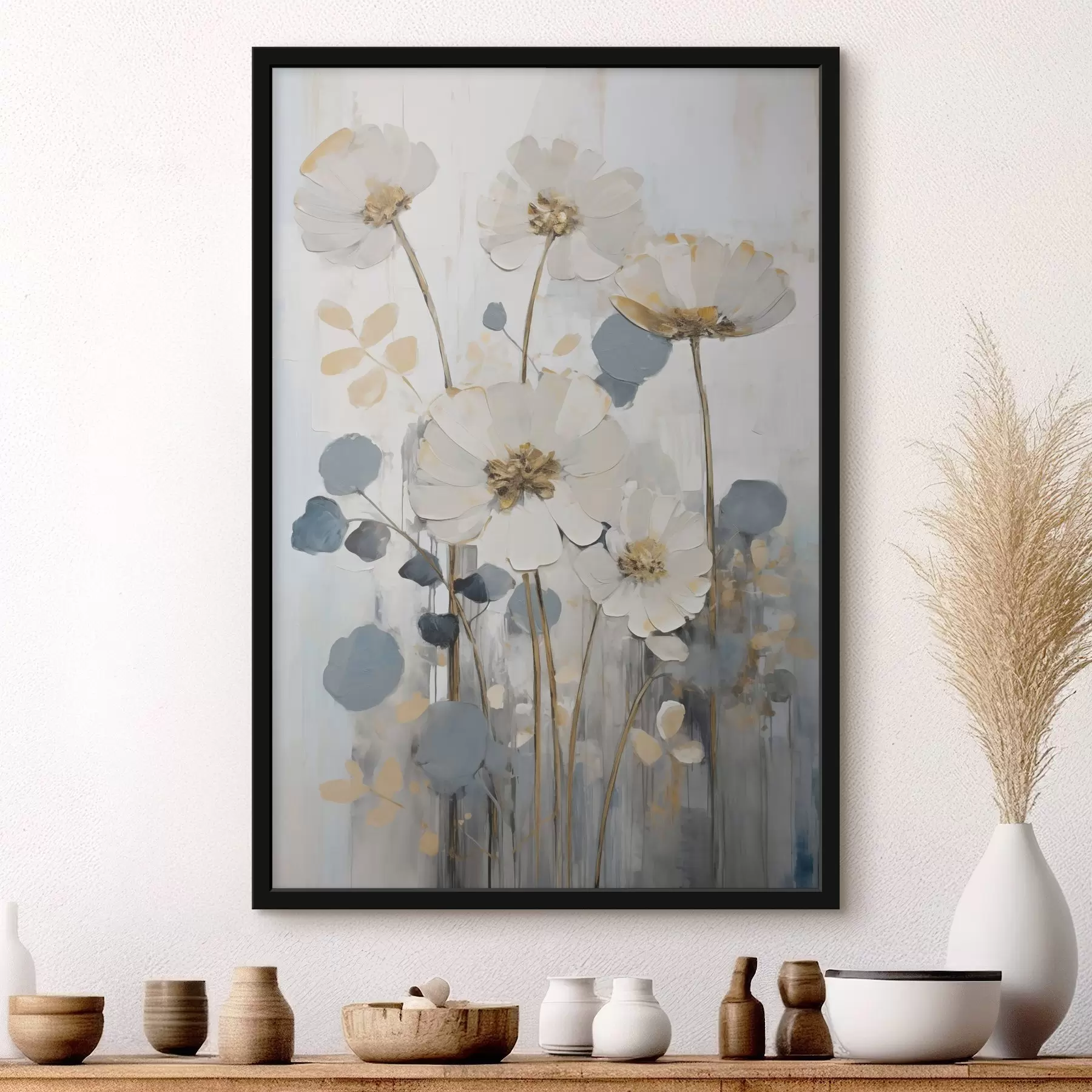 Papier peint Fleurs abstraites imitation de peinture f49073