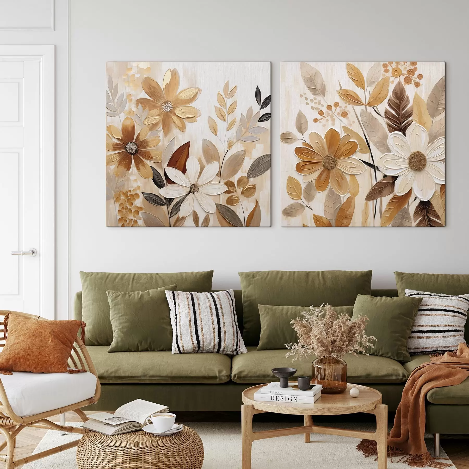 Tableau Fleurs stylisées, imitation de peinture m30449