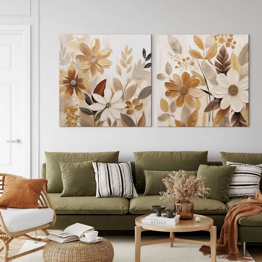 Papier peint Fleurs stylisées, imitation de peinture m30449