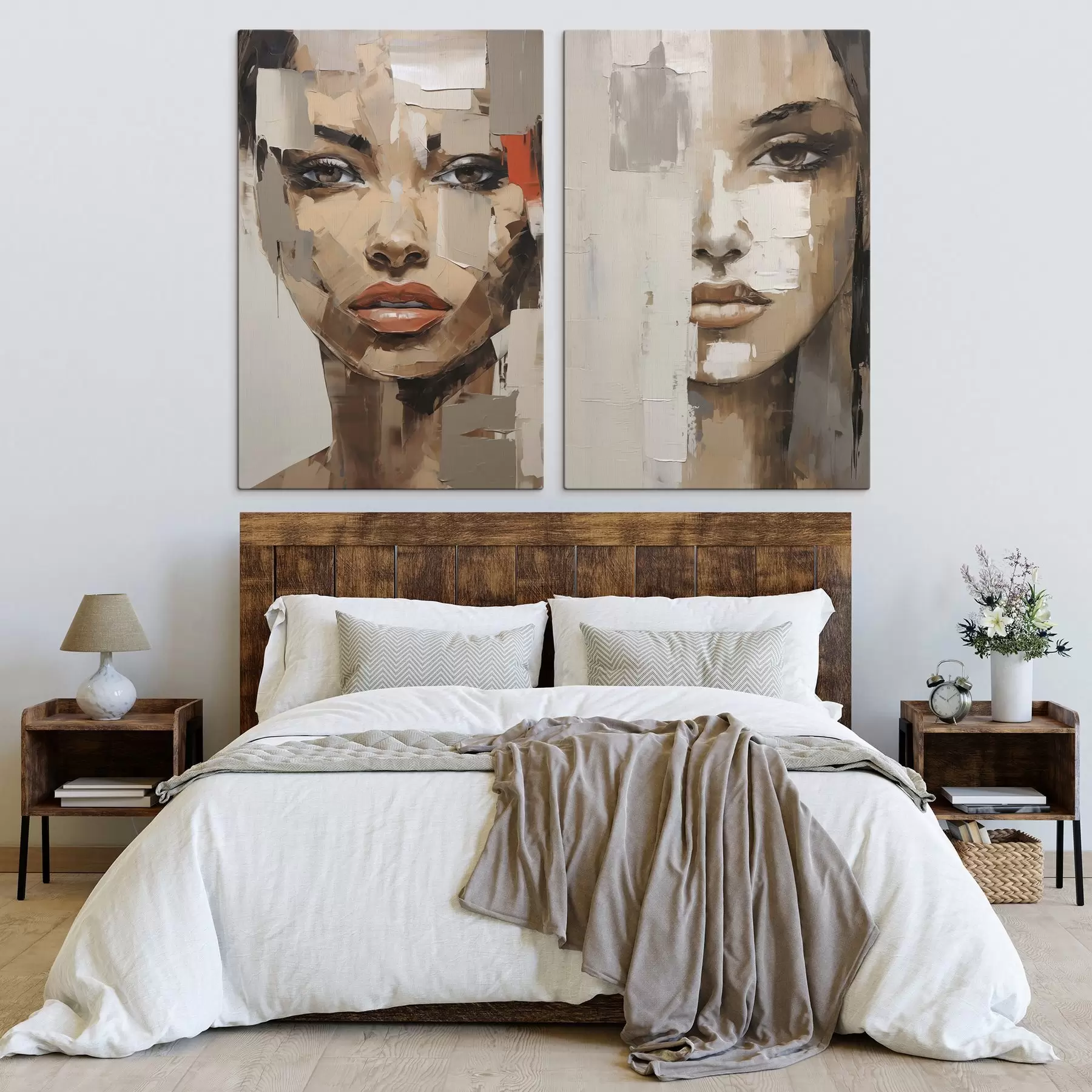 Tableau Portrait féminin abstrait imitant la peinture m30451