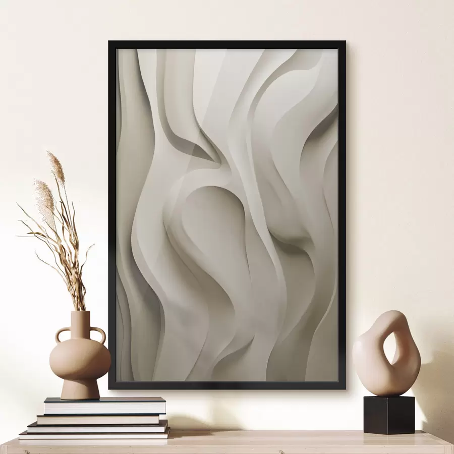 Papier peint Formes abstraites ondulées de couleur beige aux courbes douces, art moderne minimaliste f49149