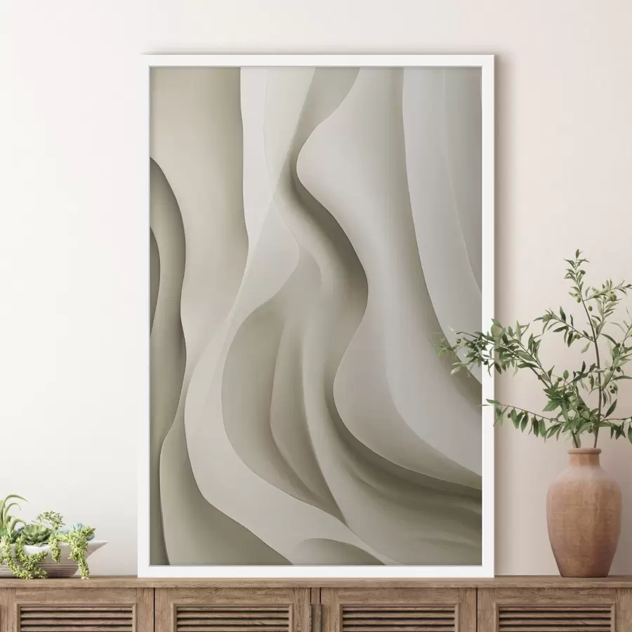Papier peint Formes abstraites ondulées de couleur beige aux courbes douces, art moderne minimaliste f49150