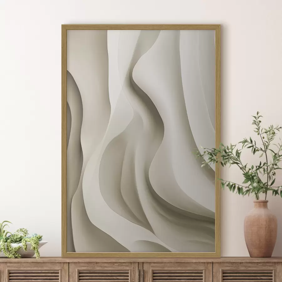 Papier peint Formes abstraites ondulées de couleur beige aux courbes douces, art moderne minimaliste f49150