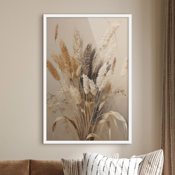 Blé séché et herbe de la pampa dans diverses nuances de beige et de brun