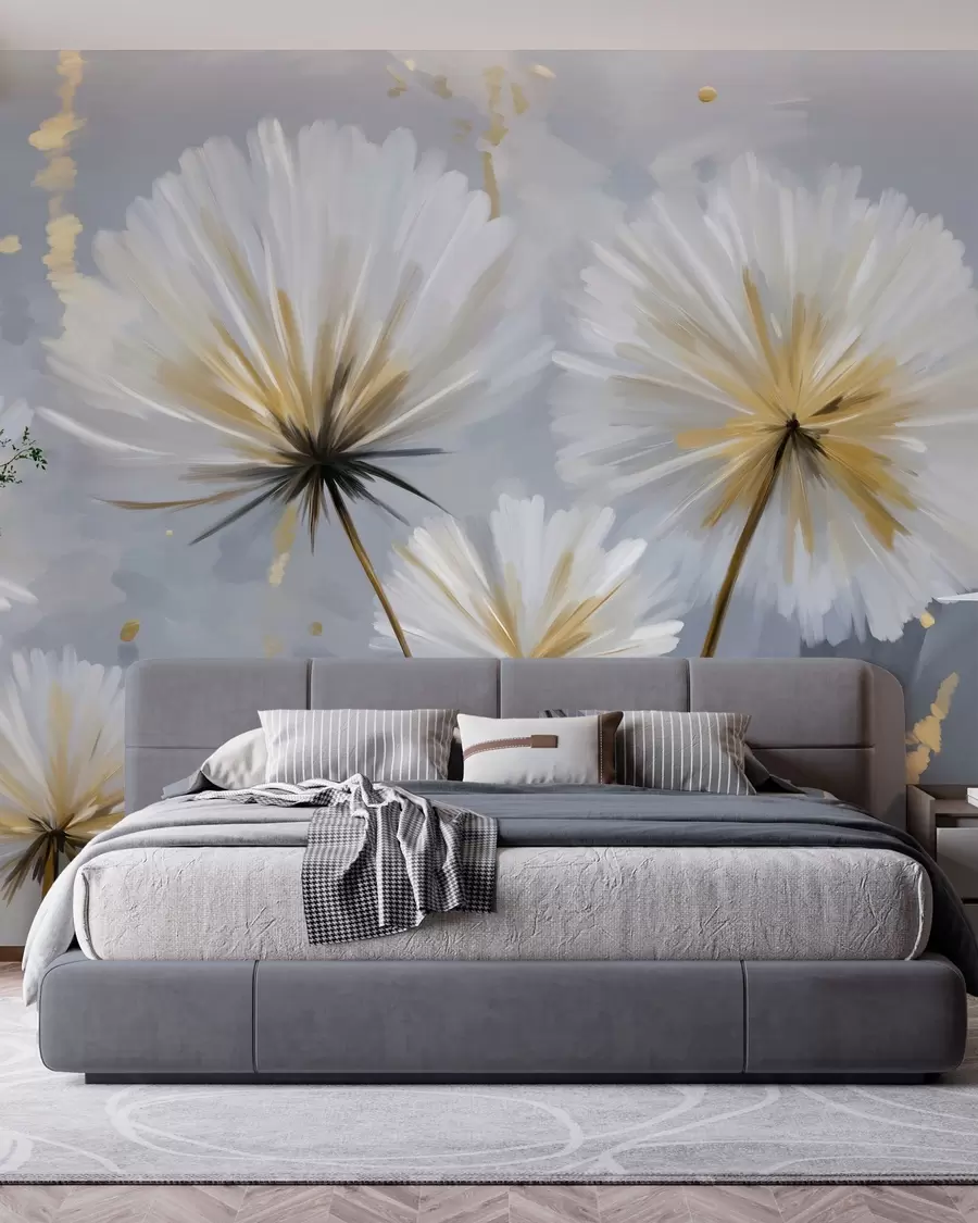 Papier peint des pissenlits luxuriants dans un style pittoresque w05570