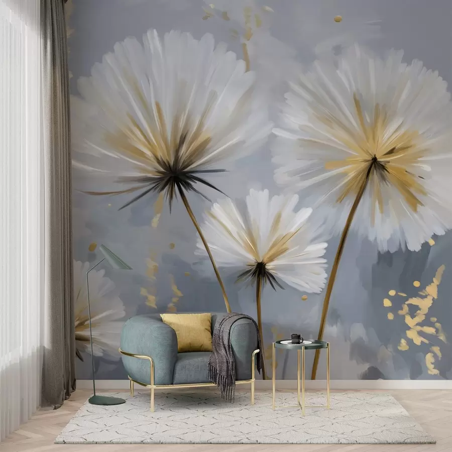Papier peint des pissenlits luxuriants dans un style pittoresque w05570