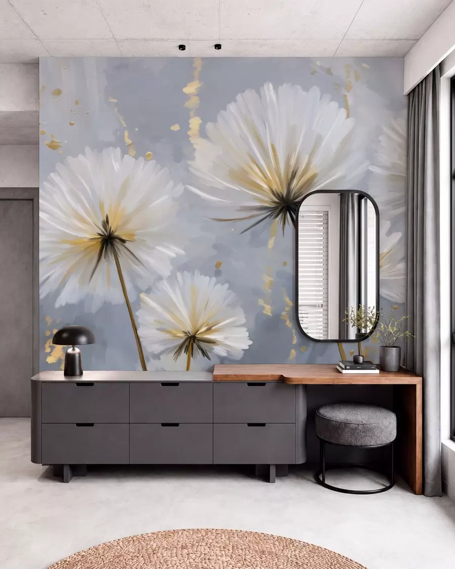 Papier peint des pissenlits luxuriants dans un style pittoresque w05570