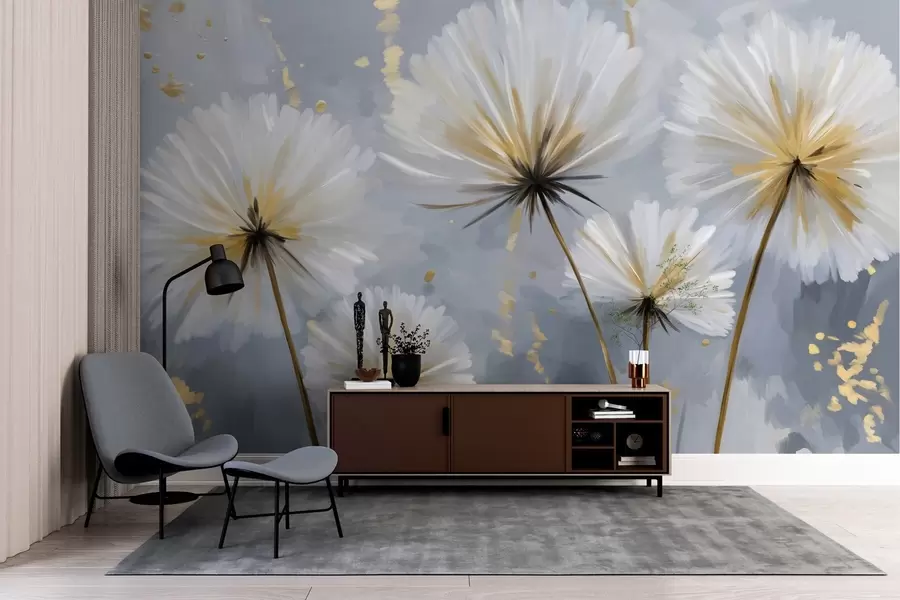 Papier peint des pissenlits luxuriants dans un style pittoresque w05570