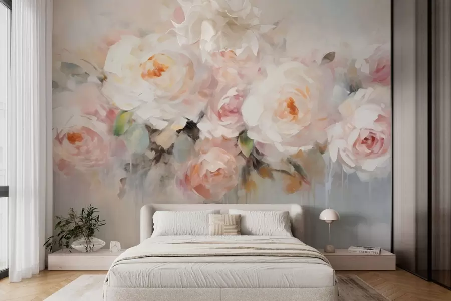 Papier peint Fleurs classiques, roses w05614