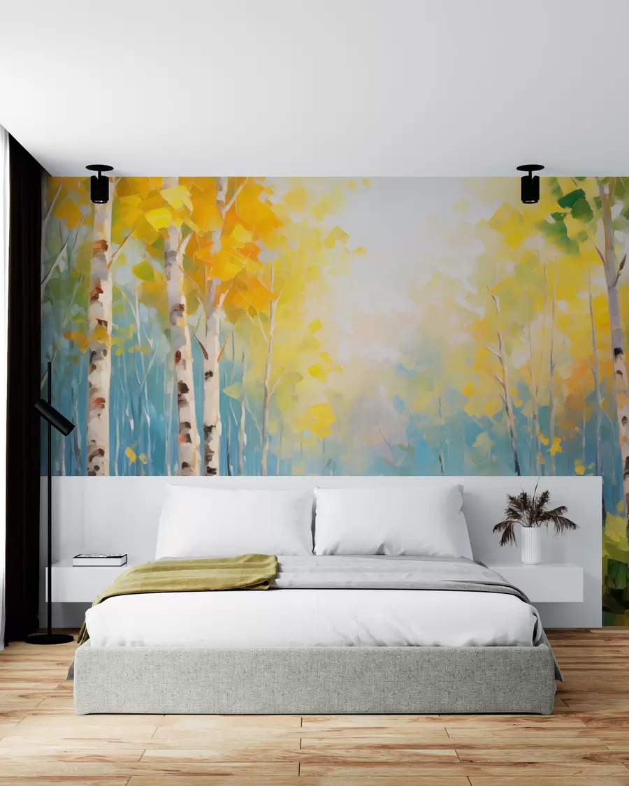 Papier peint Arbres, bouleaux w05620