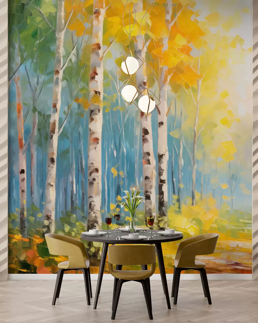 Papier peint Arbres, bouleaux w05620