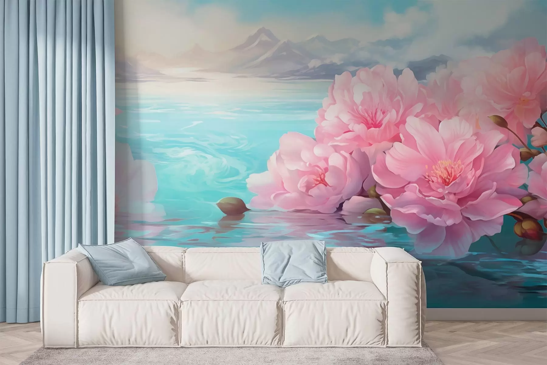 Papier peint Un lac fleuri w05621