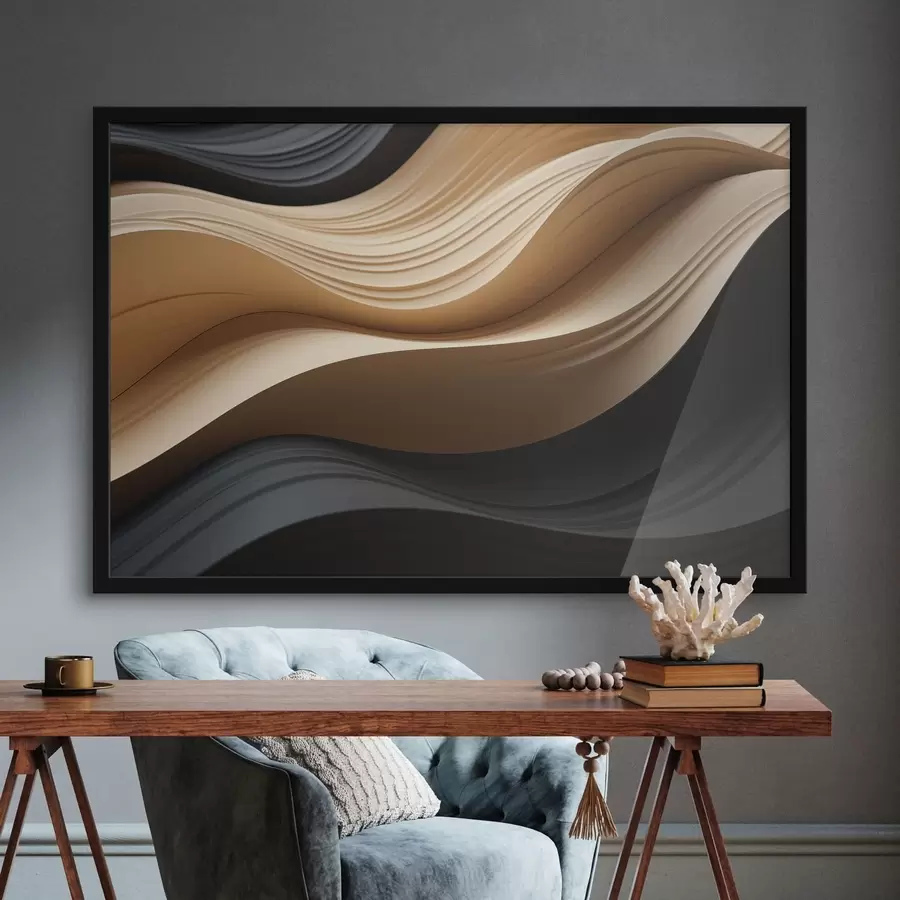 Papier peint Des lignes abstraites fluides dans des tons noirs et chauds f49180