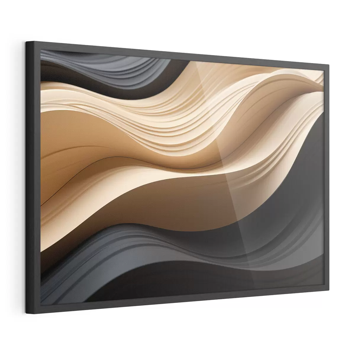 Poster Des lignes abstraites fluides dans des tons noirs et chauds f49180