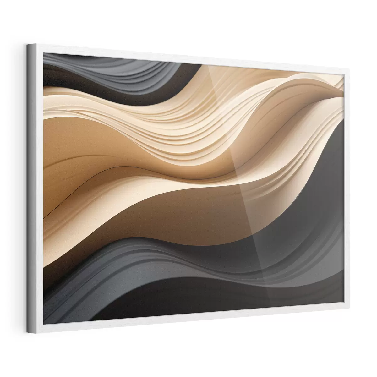 Poster Des lignes abstraites fluides dans des tons noirs et chauds f49180