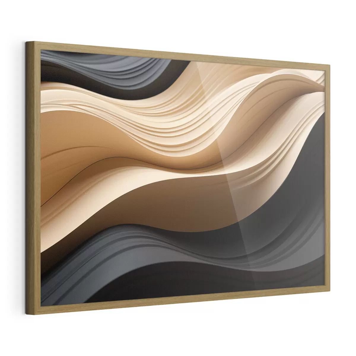 Poster Des lignes abstraites fluides dans des tons noirs et chauds f49180