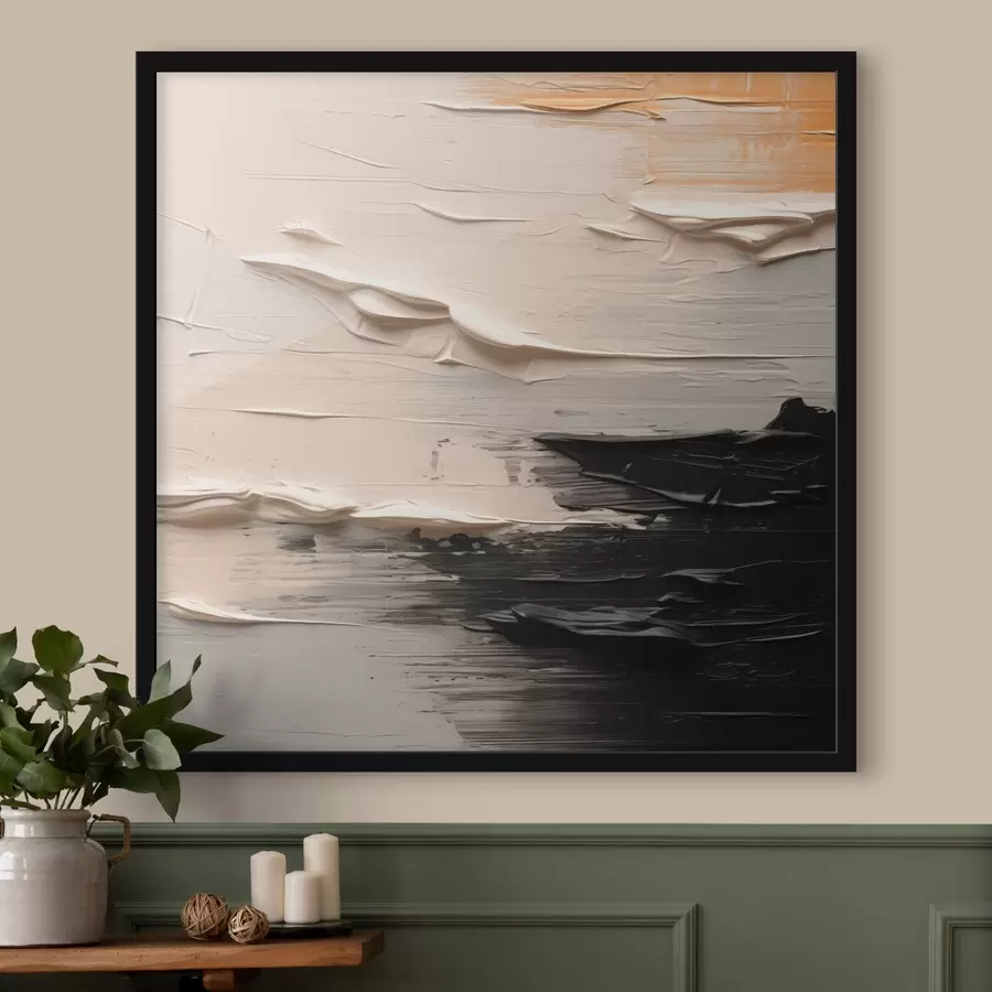 Papier peint Abstraction texturée avec des traits crème et noirs f49184