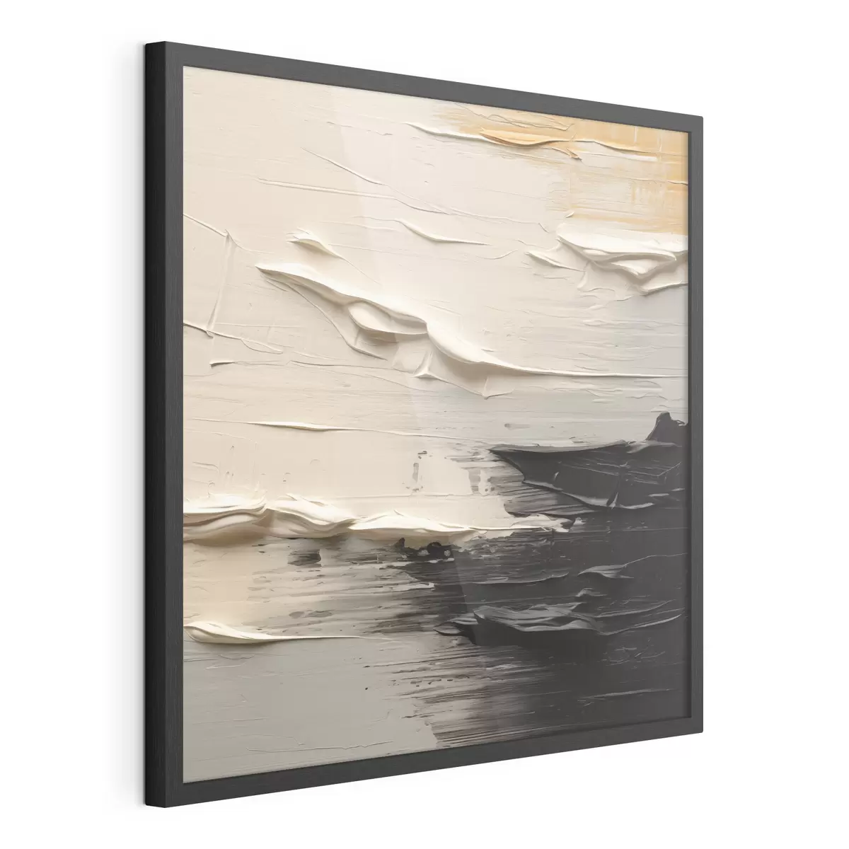 Poster Abstraction texturée avec des traits crème et noirs f49184