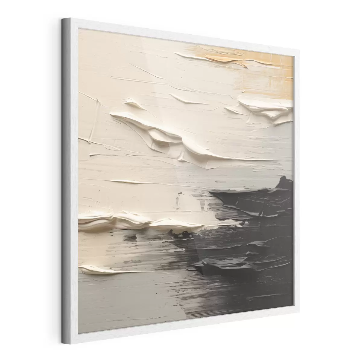 Poster Abstraction texturée avec des traits crème et noirs f49184