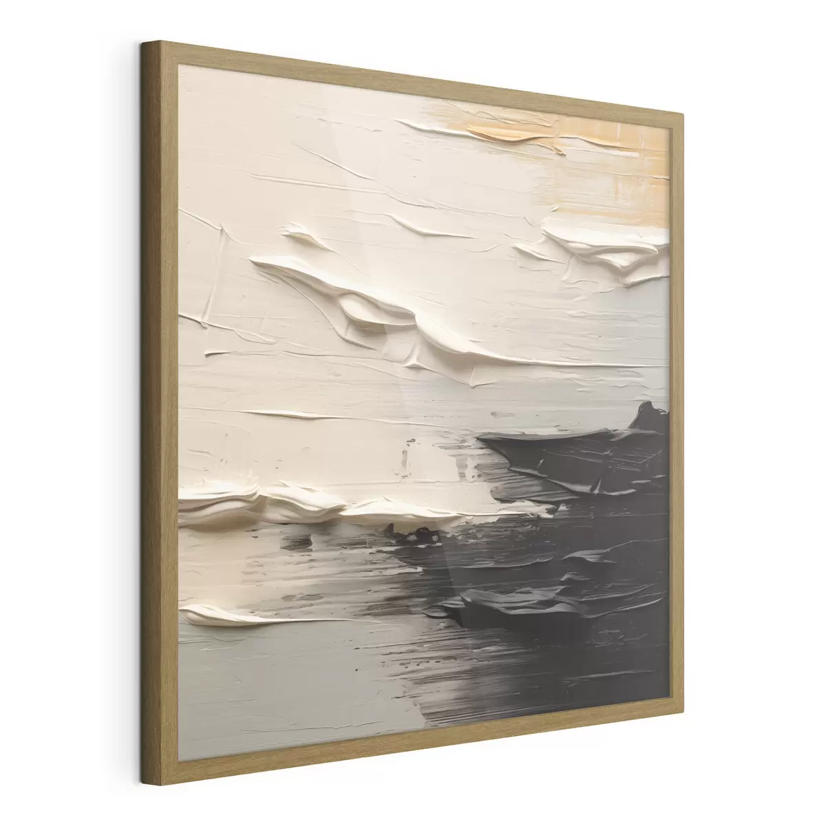 Poster Abstraction texturée avec des traits crème et noirs f49184