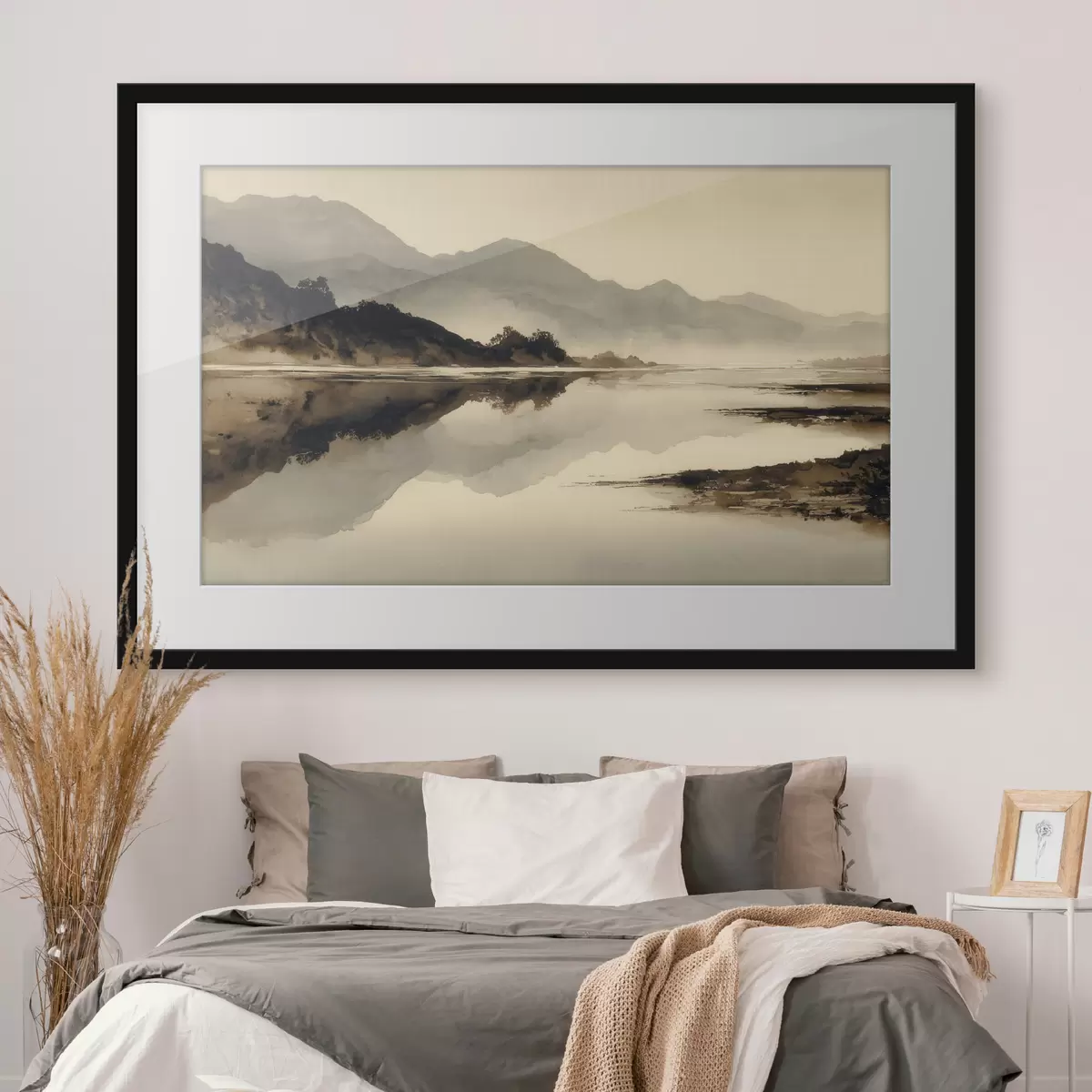 Poster Paysage montagneux serein avec reflet dans l'eau f49185