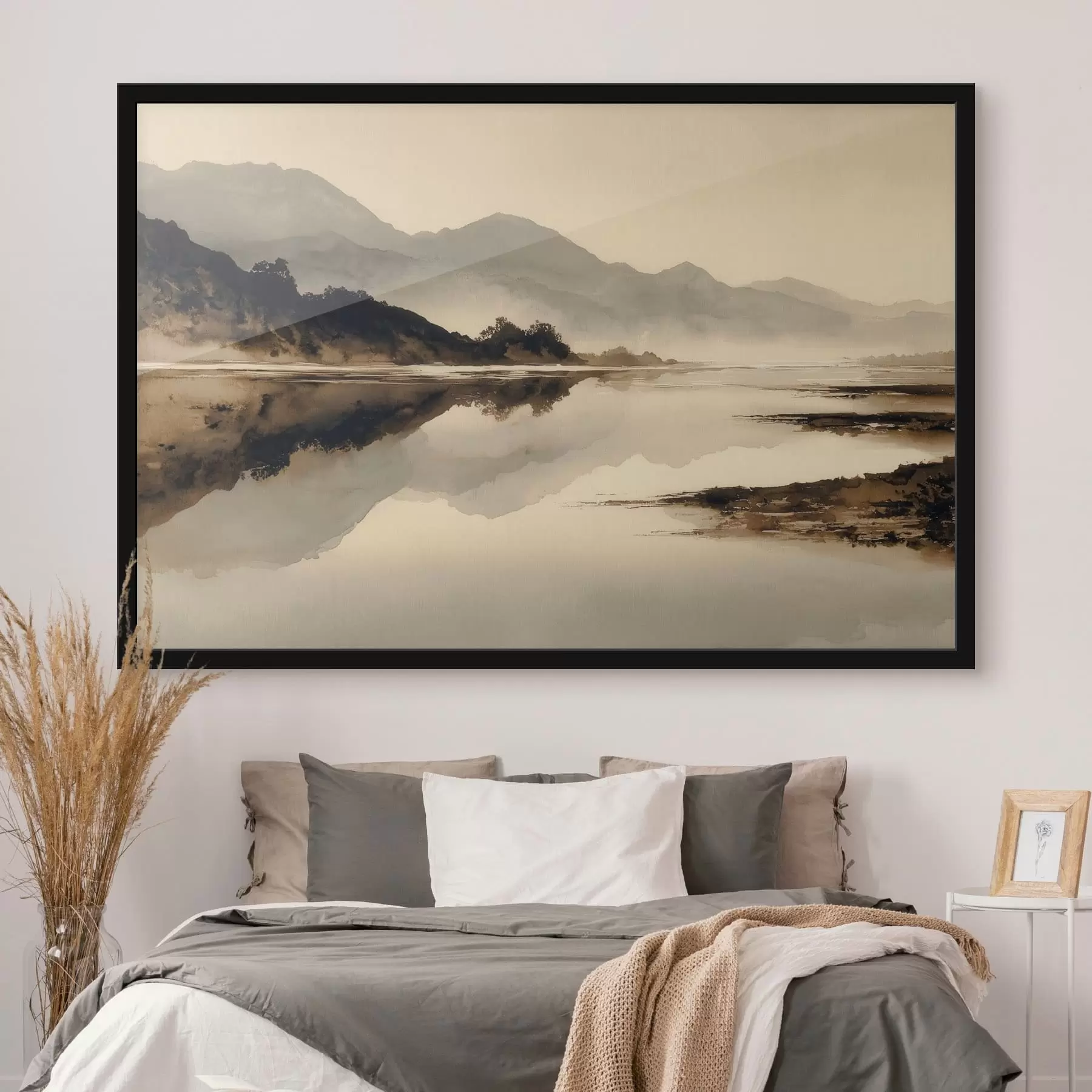 Papier peint Paysage montagneux serein avec reflet dans l'eau f49185