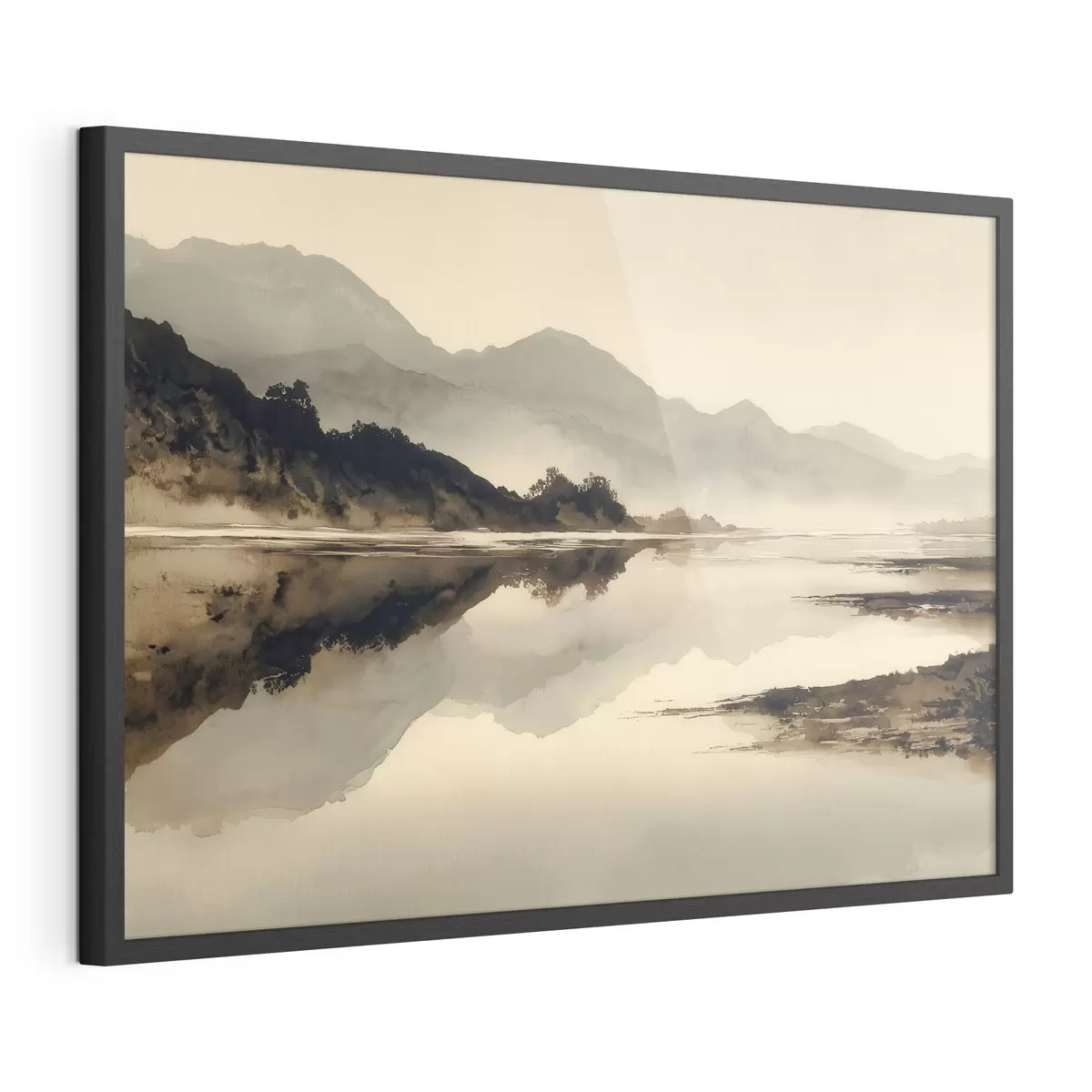 Poster Paysage montagneux serein avec reflet dans l'eau f49185