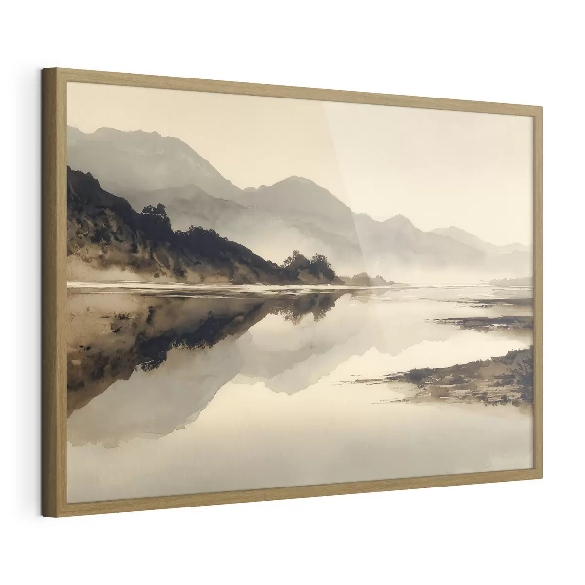 Poster Paysage montagneux serein avec reflet dans l'eau f49185