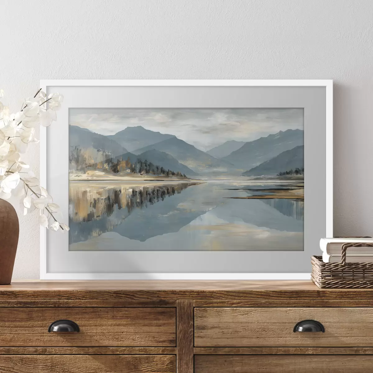 Poster Lac de montagne aux douces nuances de bleu f49187