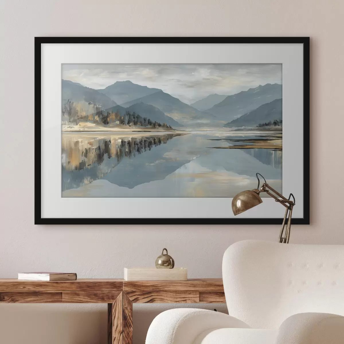 Poster Lac de montagne aux douces nuances de bleu f49187
