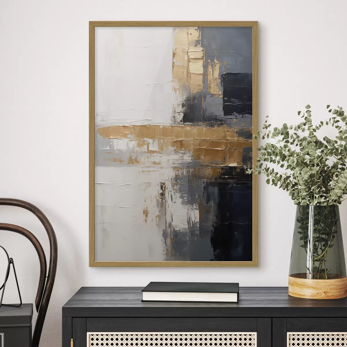 Poster Abstraction texturée avec des blocs sombres f49195