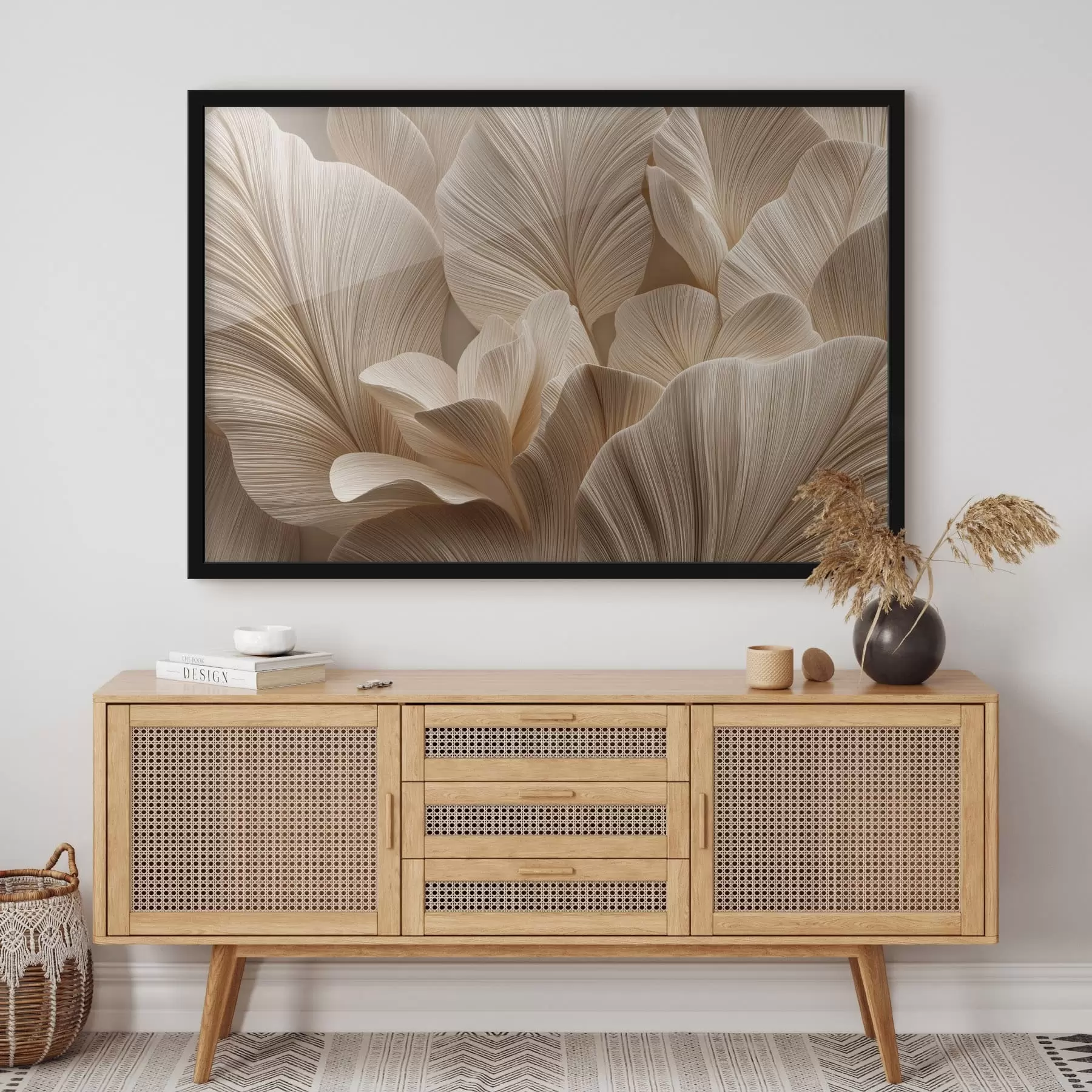 Papier peint Feuilles en relief dans des tons beiges chauds f49198