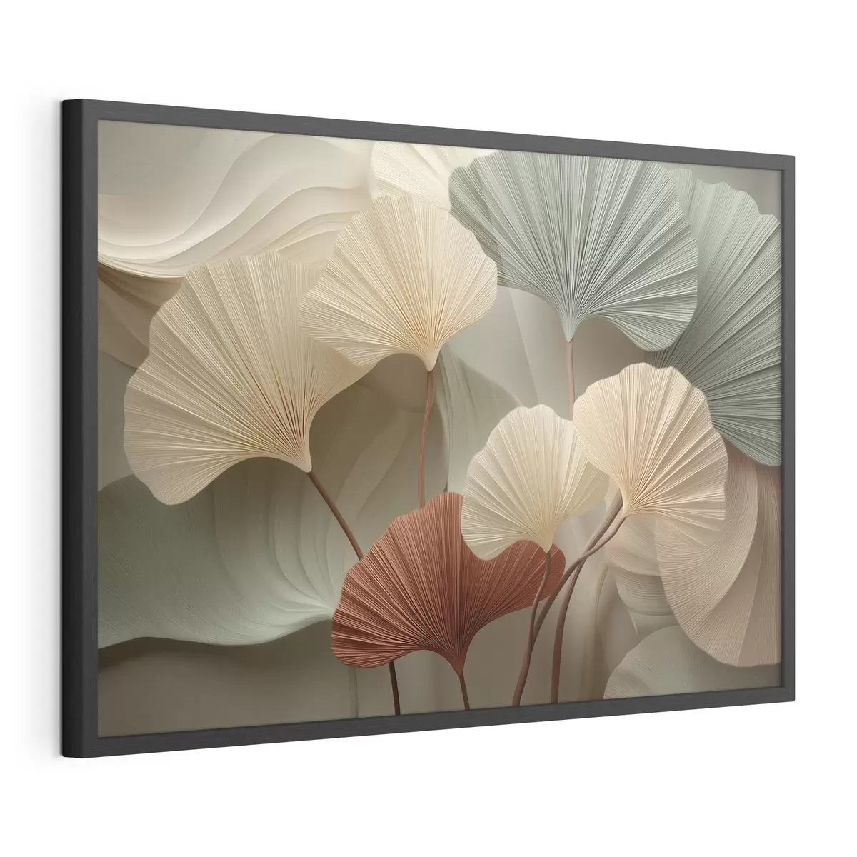 Poster Feuilles de ginkgo stylisées dans des tons pastel chauds f49199