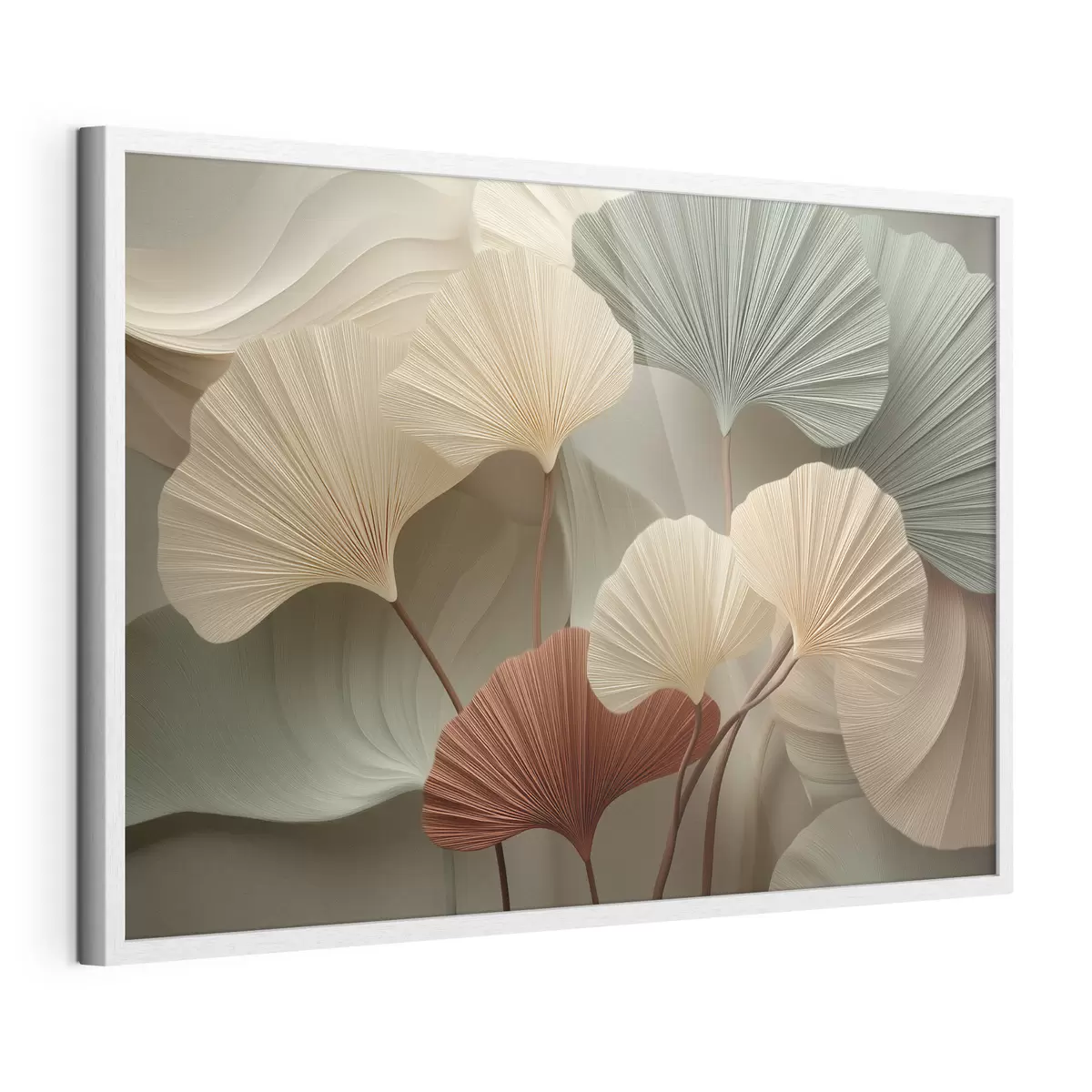 Poster Feuilles de ginkgo stylisées dans des tons pastel chauds f49199