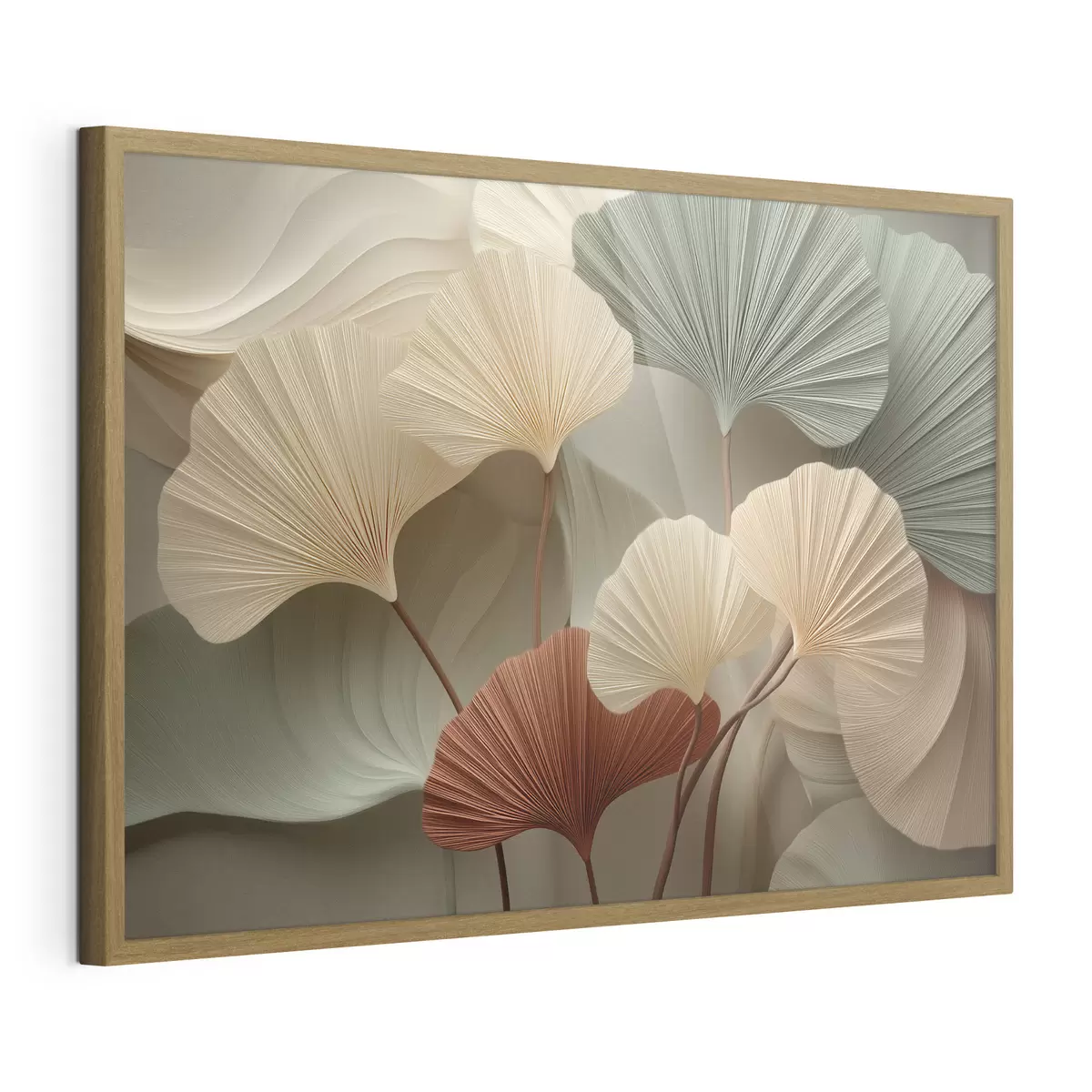 Poster Feuilles de ginkgo stylisées dans des tons pastel chauds f49199